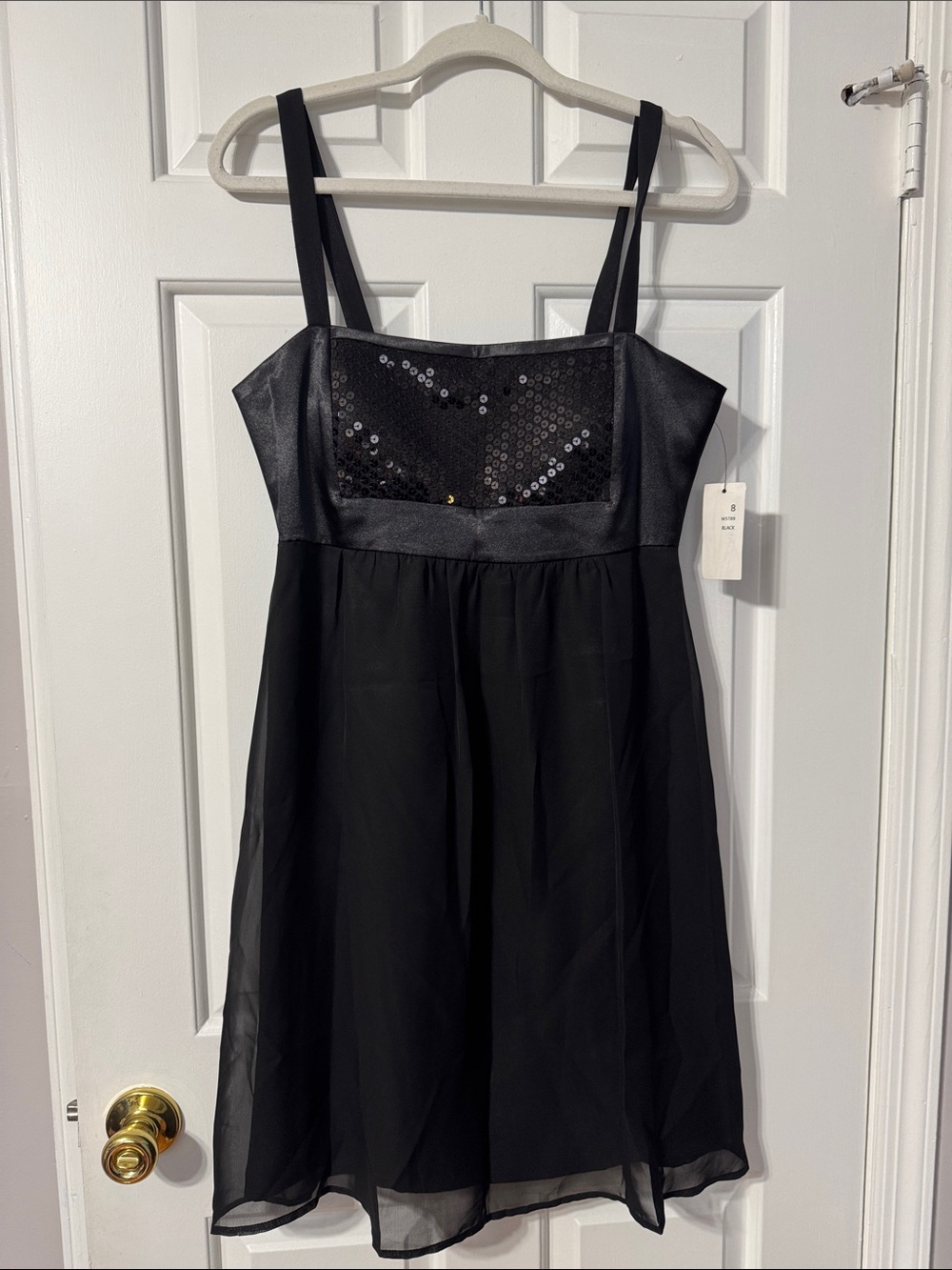 Black Sequin Bust A-Line Dress